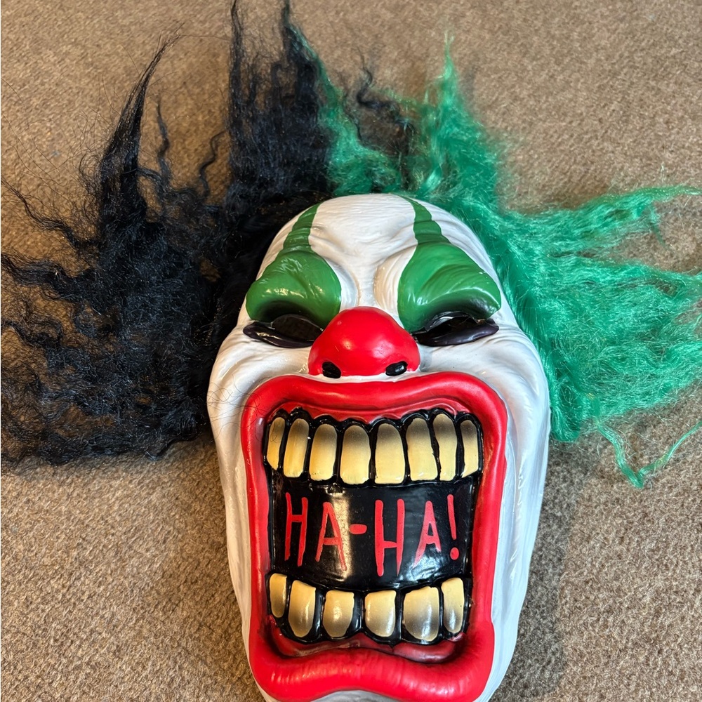 Green and Black Clown Face Wall Accent Mask